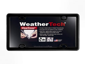 WeatherTech ClearCover front view showing clear acrylic protection and black frame benefit visibility