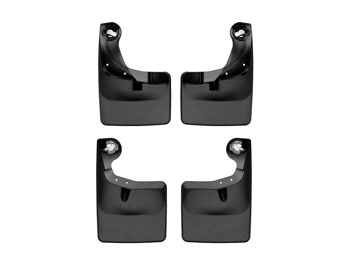 WeatherTech front mudflap mounted on F-150 showing seamless fit and protection