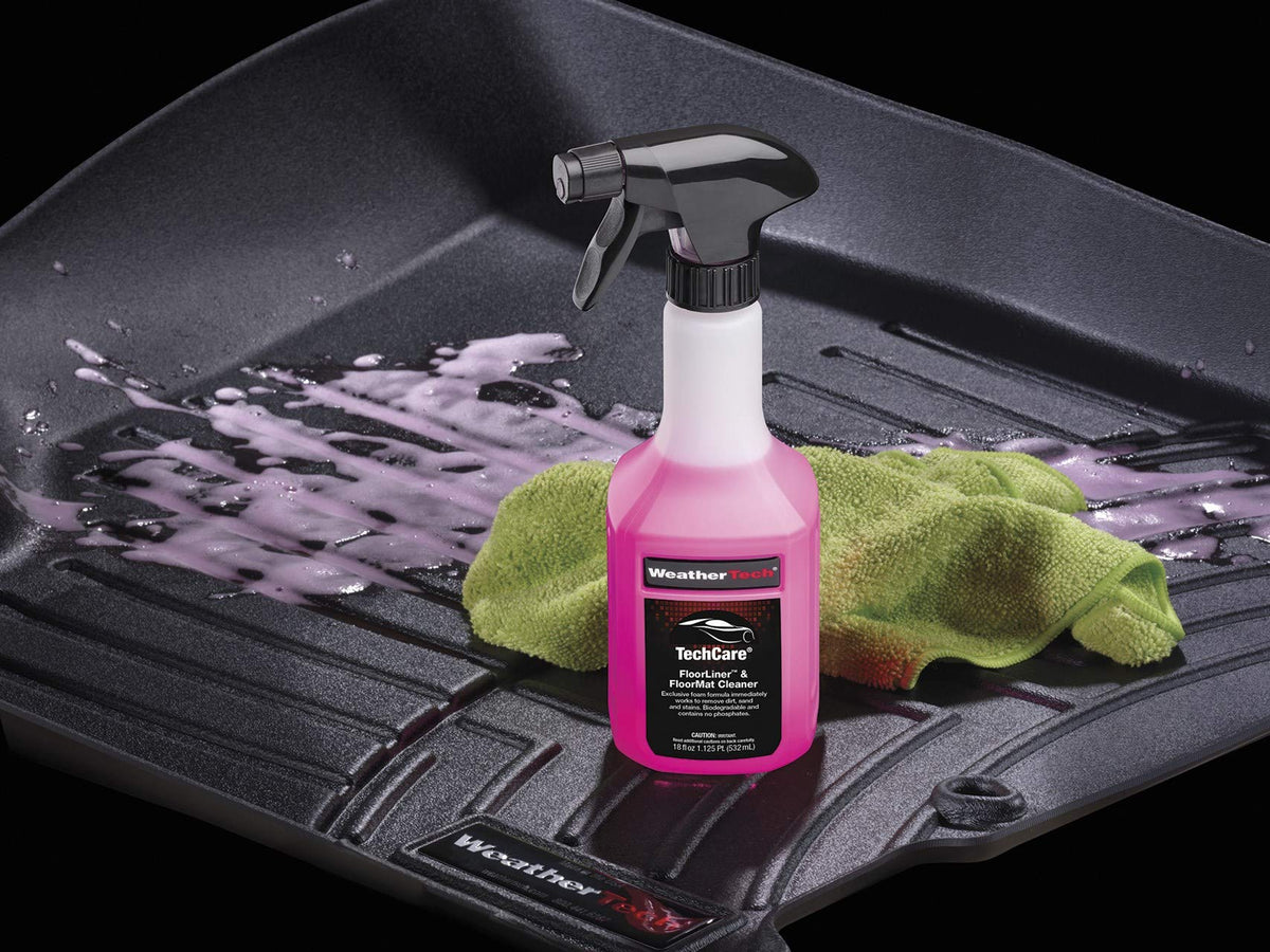 WeatherTech foam texture close-up clinging to mat grooves to lift dirt efficiently