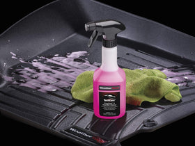 WeatherTech foam texture close-up clinging to mat grooves to lift dirt efficiently