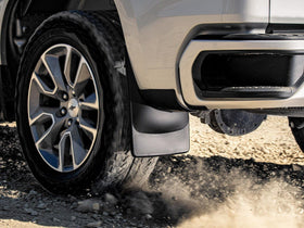 WeatherTech mudflap close-up texture showing durable heavy-duty material