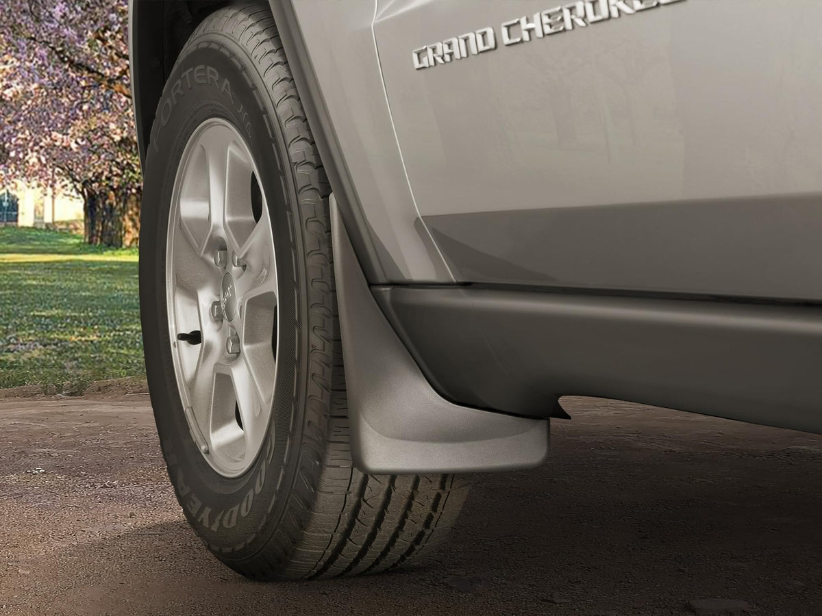 WeatherTech rear mudflap on Ford F-150 protecting rocker panel from spray