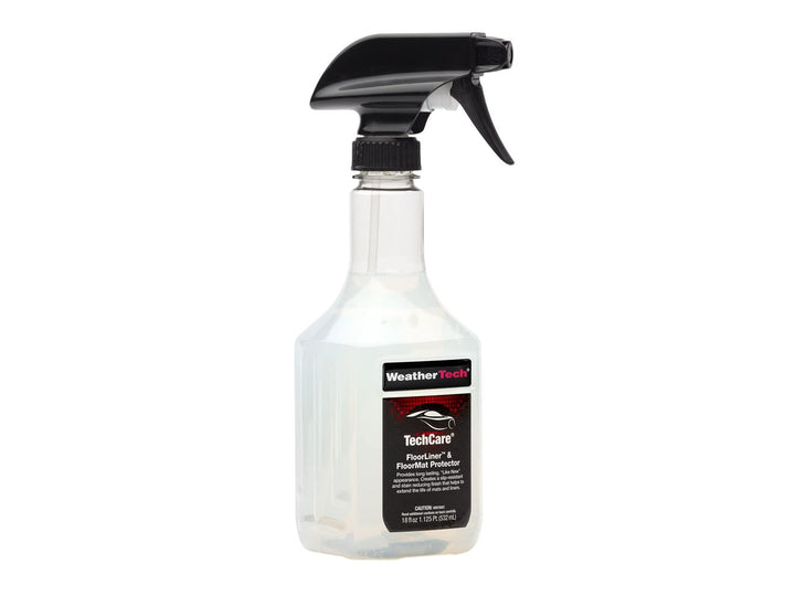 WeatherTech TechCare front label showing bottle and product details benefit: clear product ID
