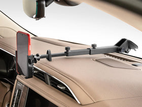 WeatherTech front view of WindshieldFone showing secure windshield placement and clean sightline