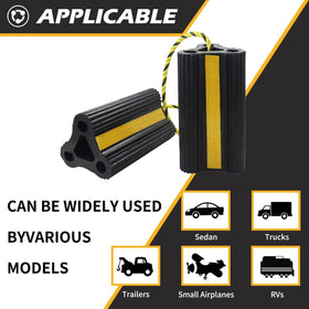 WECARLLE chock placed at an RV wheel providing stable support on campsite ground