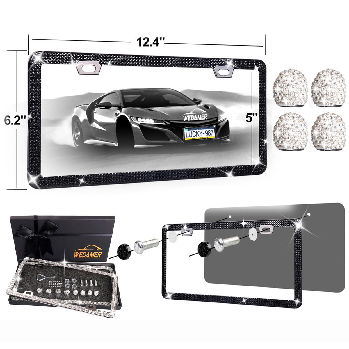 WEDAMER frame on car rear illustrating symmetrical, eye-catching look