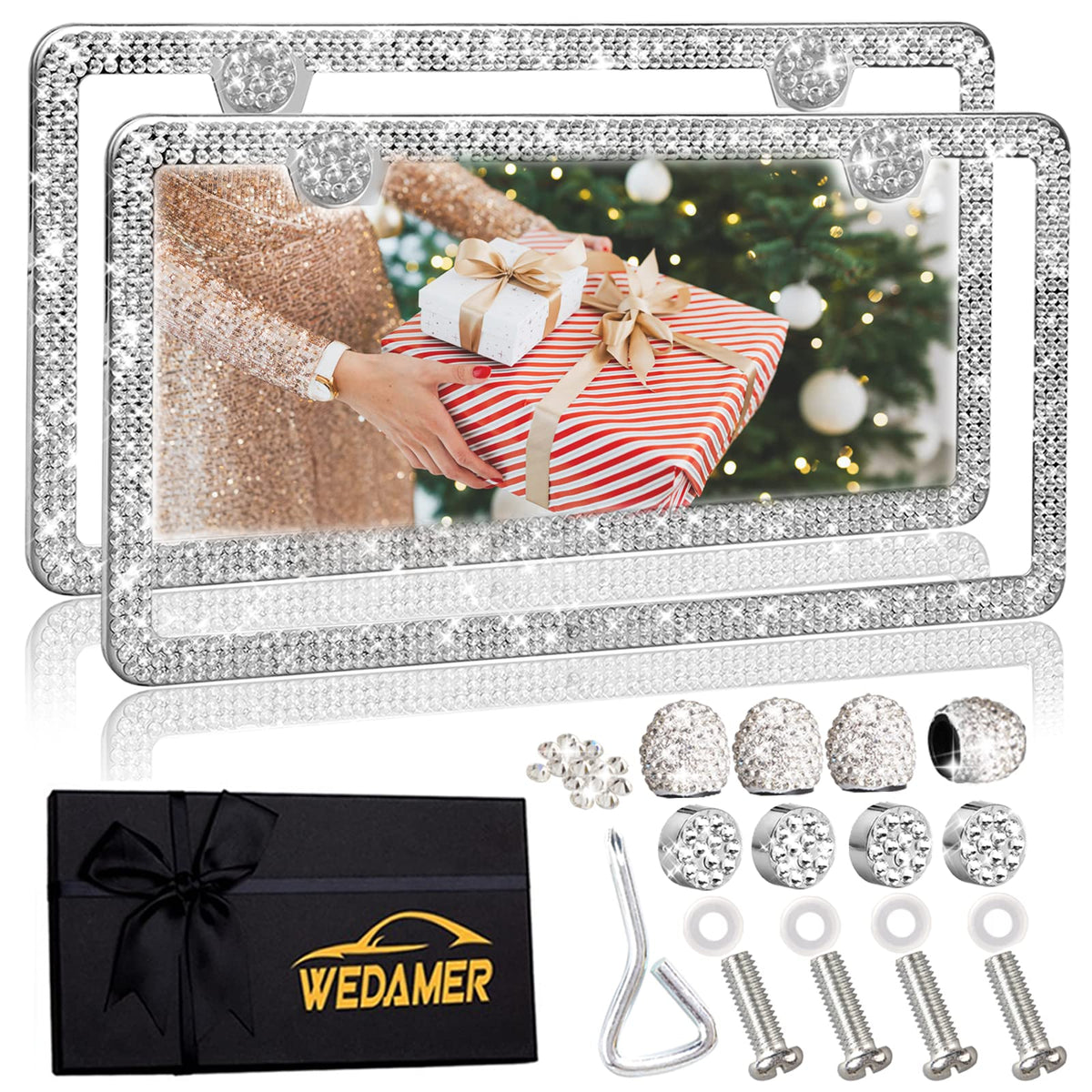WEDAMER front packaging showing frames and valve caps, adds instant glam