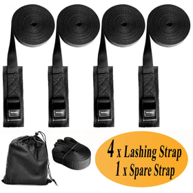 WEDAMER straps laid beside tape measure showing 16.4ft length for versatile reach benefit
