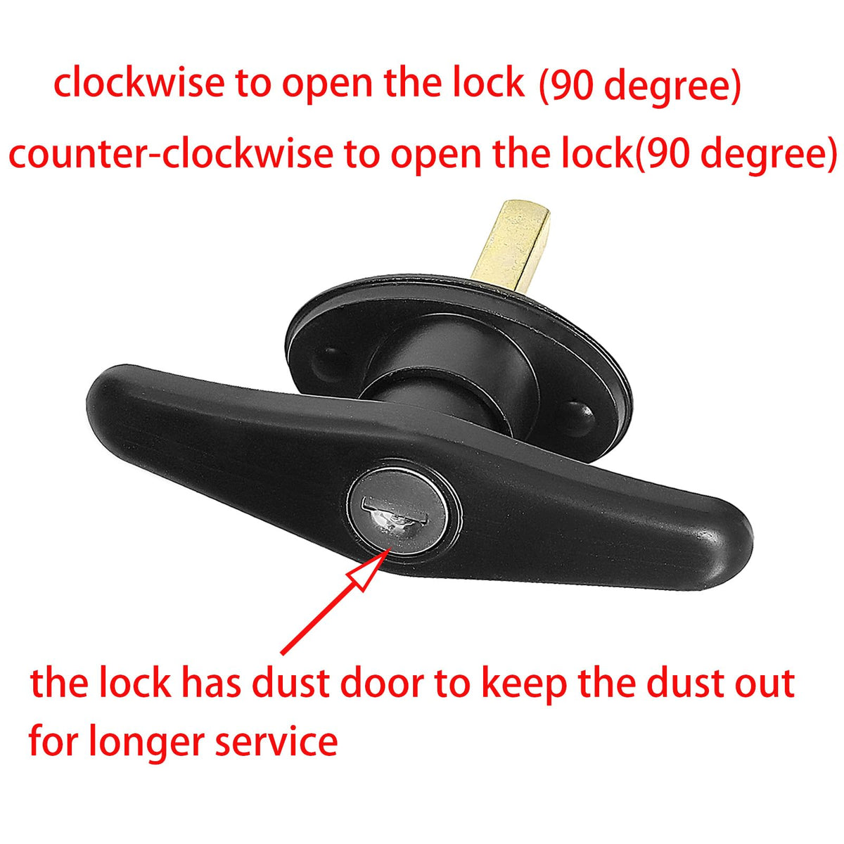 Wedelweib T-handle installed on camper shell demonstrating secure fit