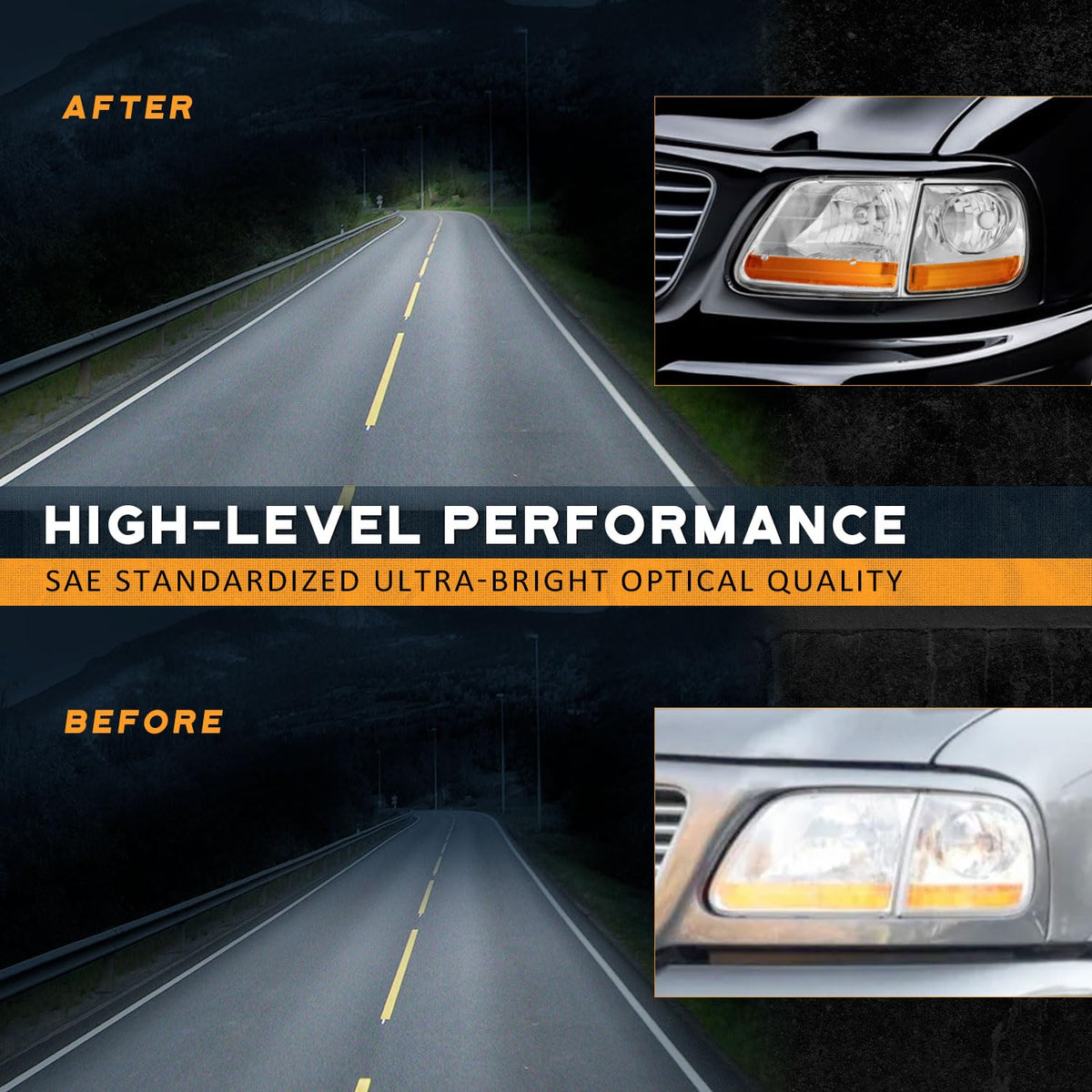 WEELMOTO headlight beam pattern at night showing focused illumination benefit