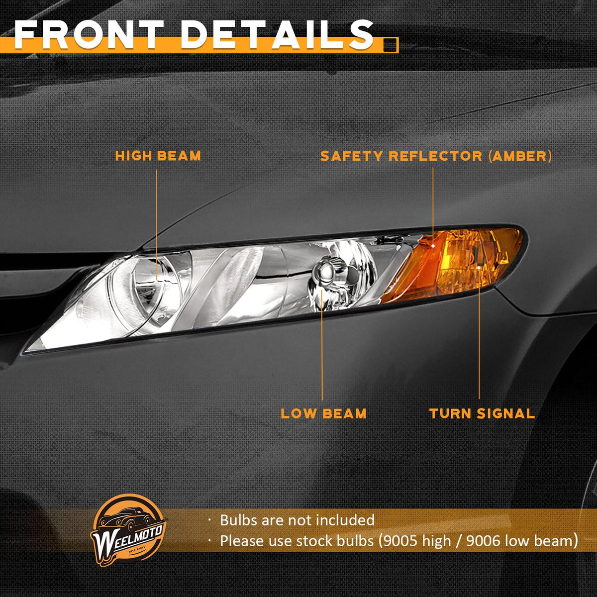 WEELMOTO boxed headlights with manual showing included documentation and support