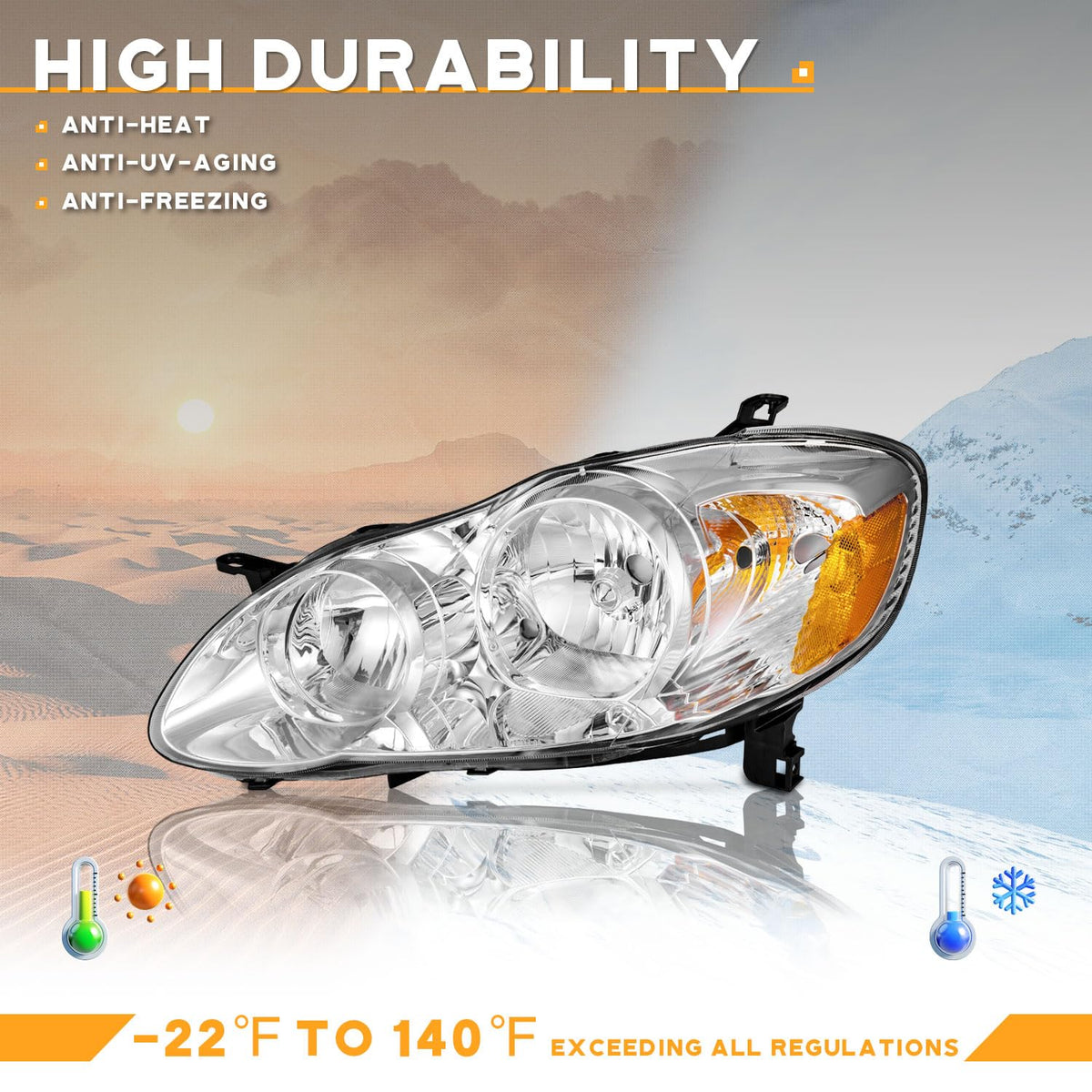 WEELMOTO headlight installed on Toyota Corolla restoring factory alignment and style