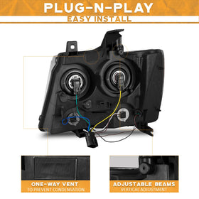 WEELMOTO headlights installed on Chevy Tahoe demonstrating improved night visibility