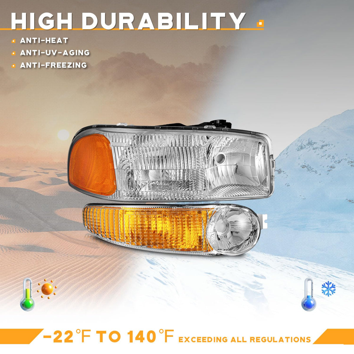 WEELMOTO headlight installed on GMC Yukon Denali for visual match