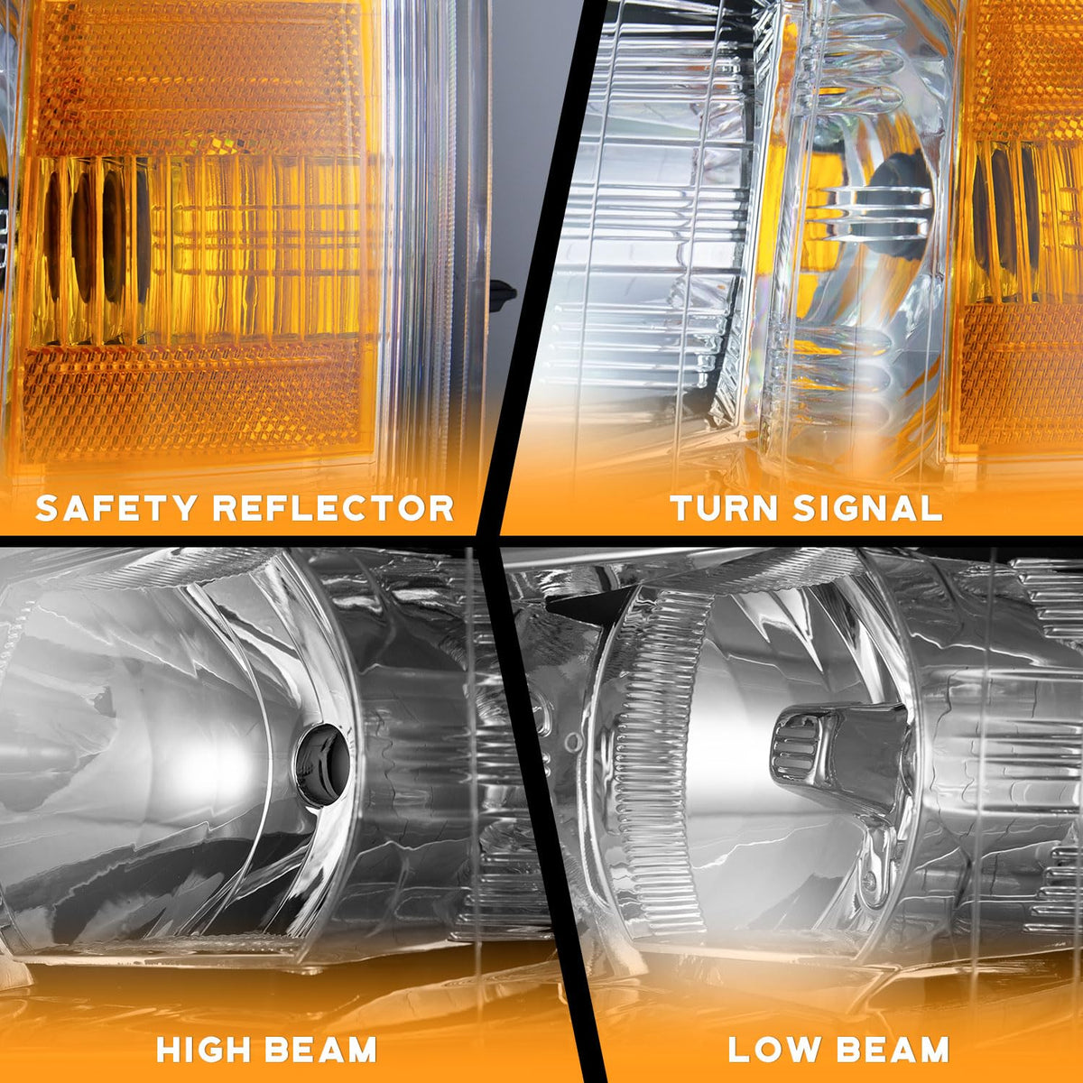 WEELMOTO lens material detail showing clear housing and scratch resistance