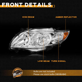 WEELMOTO headlight mounted on Corolla demonstrating factory alignment