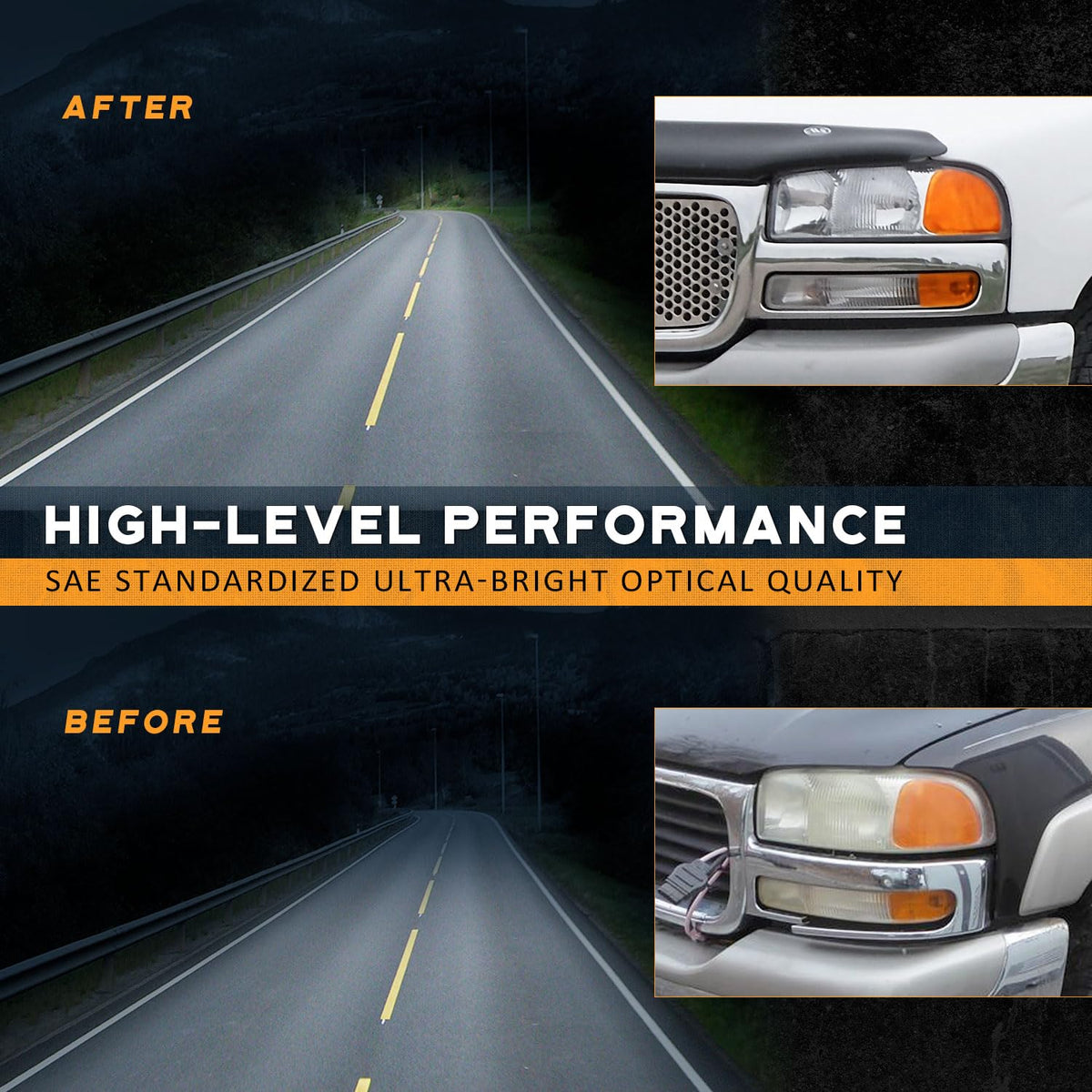 WEELMOTO night beam pattern on road showing broad, SAE-compliant coverage
