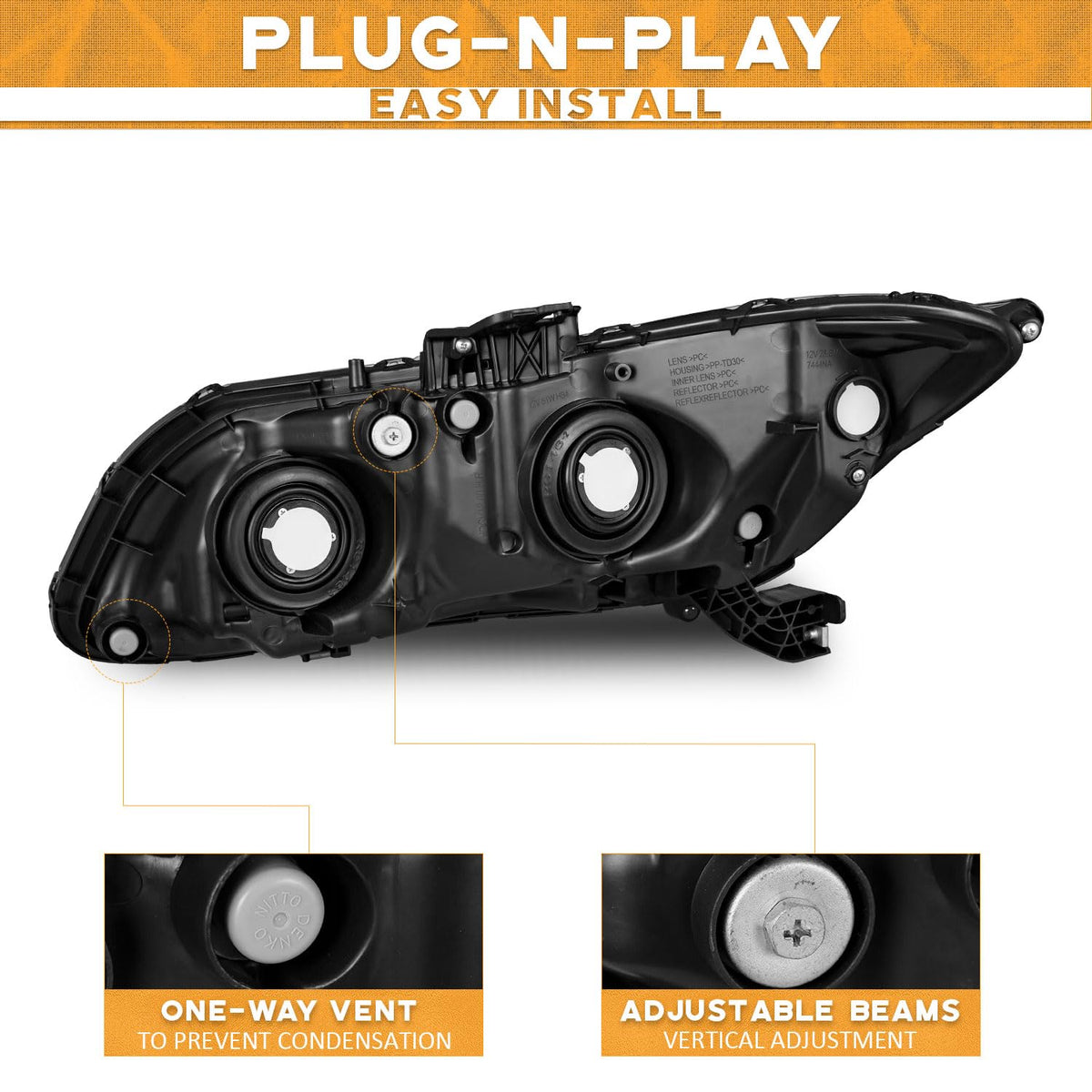 WEELMOTO side profile of left and right assemblies showing mounting points