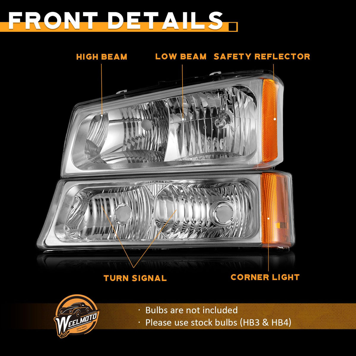WEELMOTO headlight next to ruler showing accurate size and fitment confirmation