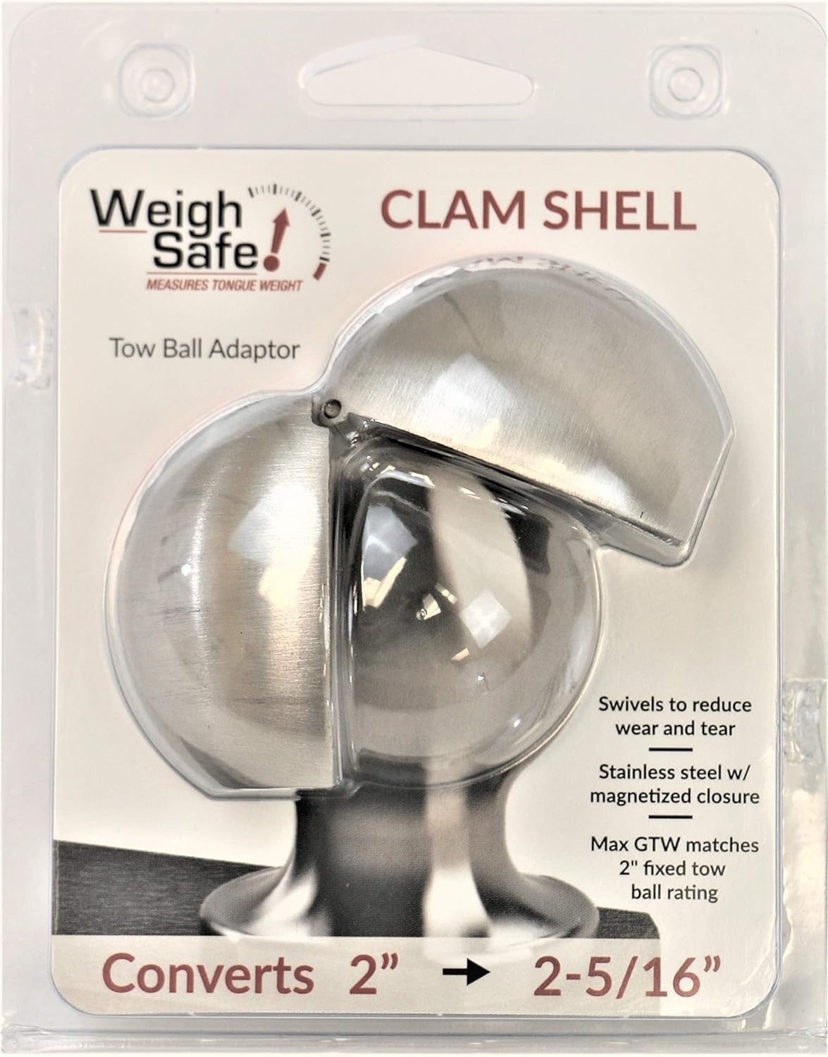 Weigh Safe clamshell close-up of locking hinge displaying secure clamp benefit