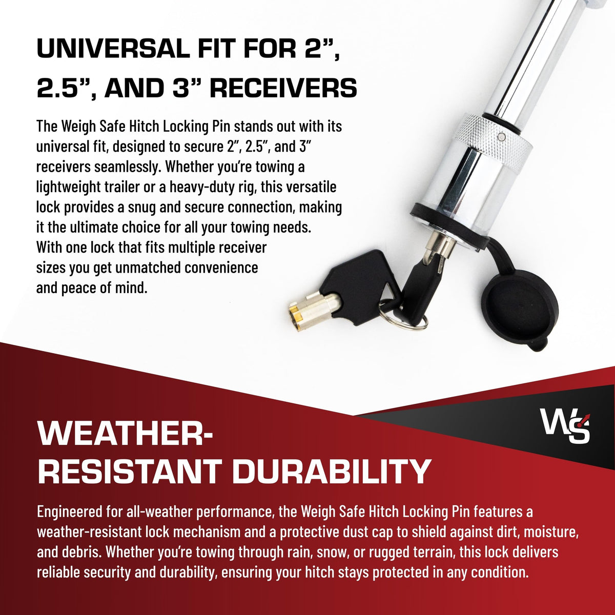 Weigh Safe locking pin installed in receiver demonstrating secure connection