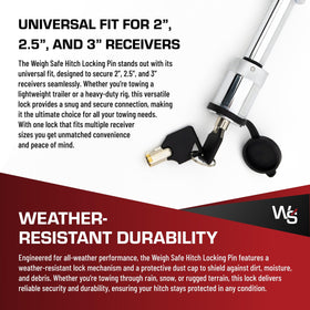Weigh Safe locking pin installed in receiver demonstrating secure connection
