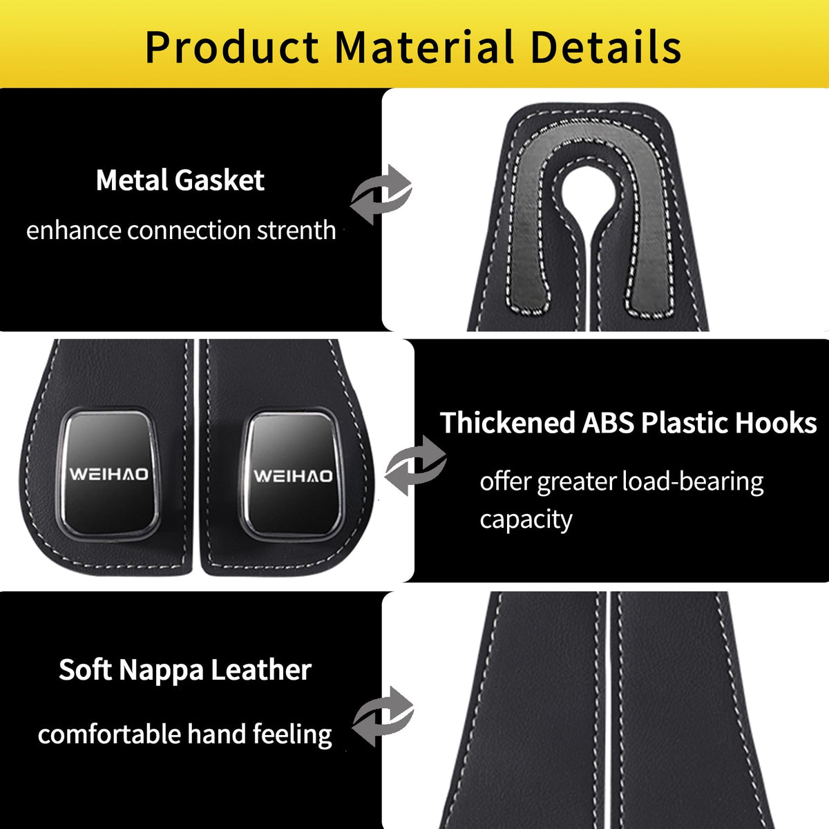 WEIHAO hooks in use holding a purse and jacket to keep car floor tidy