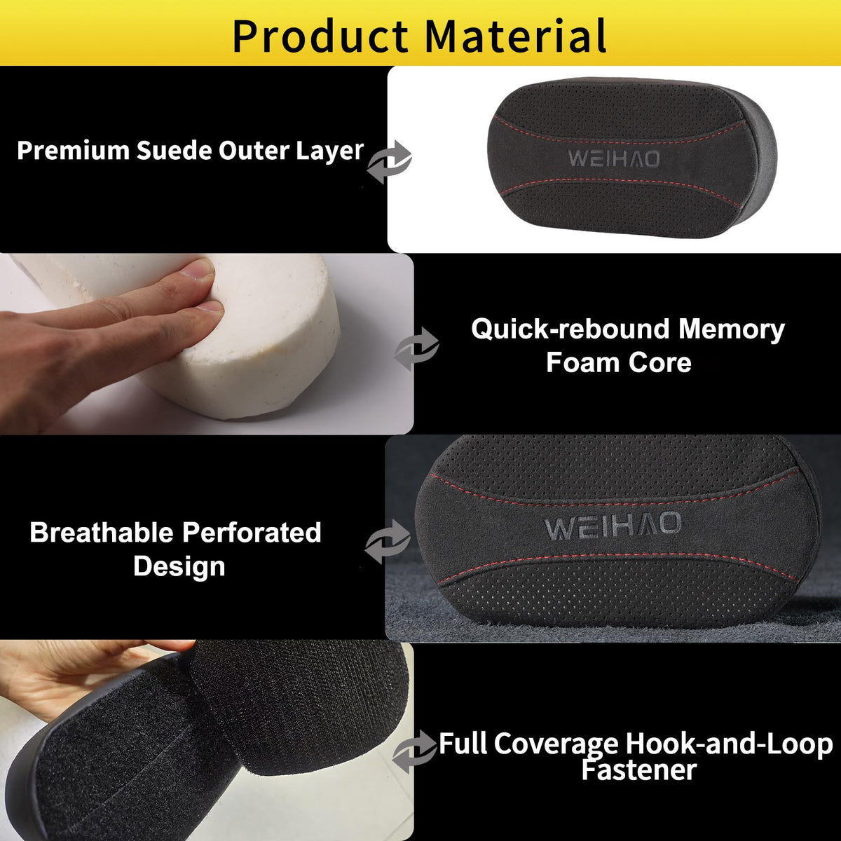 WEIHAO pad installed on center console demonstrating added knee cushioning while driving