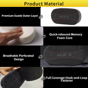 WEIHAO pad installed on center console demonstrating added knee cushioning while driving