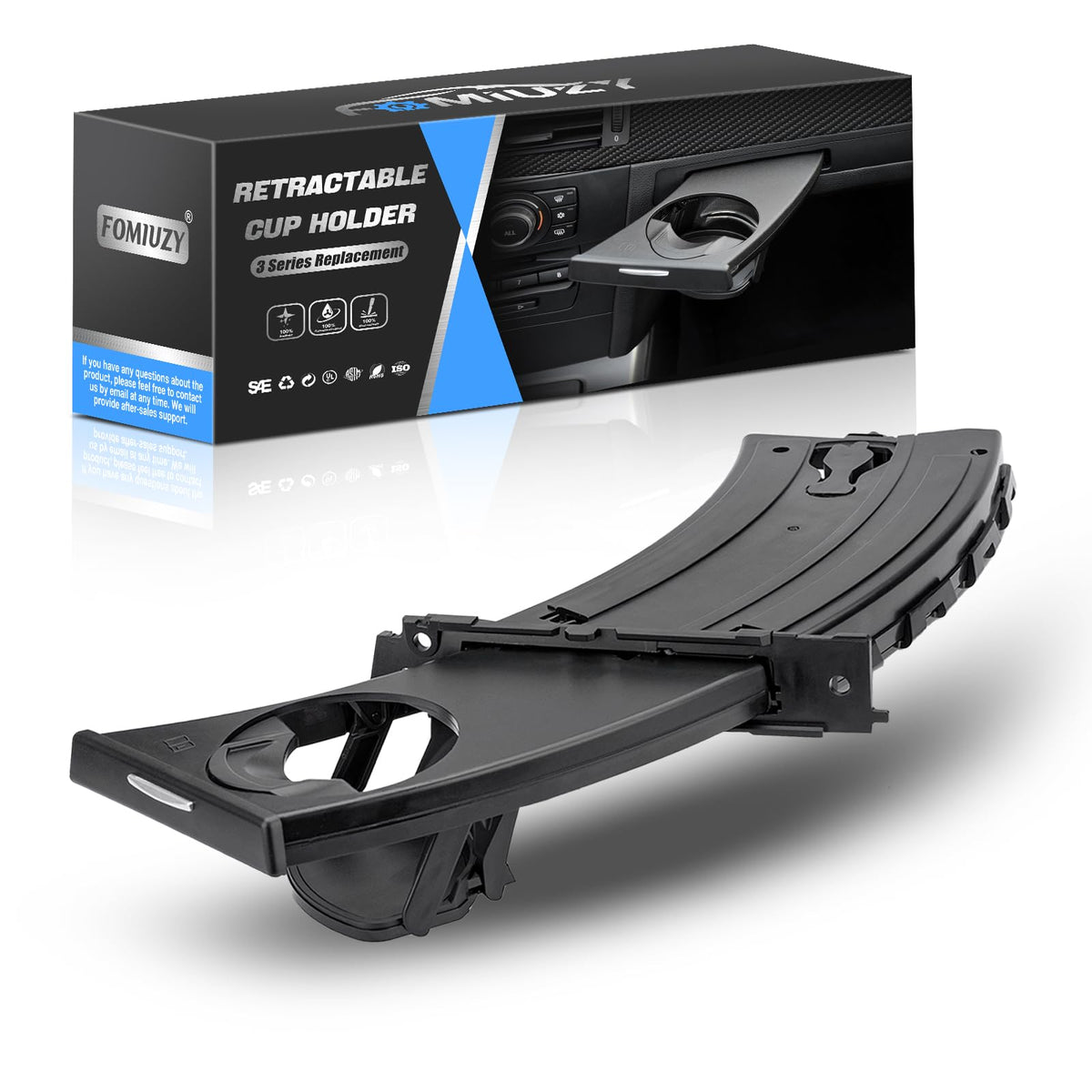 WEILEITE front-left cup holder in packaging showing ready-to-install convenience