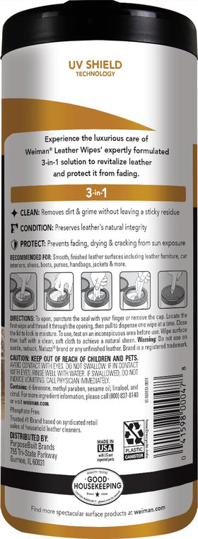 Open Weiman wipe close-up showing texture and easy single-step cleaning