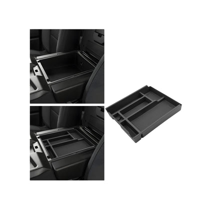 WEIPIN front view of center console tray showing neat storage benefit