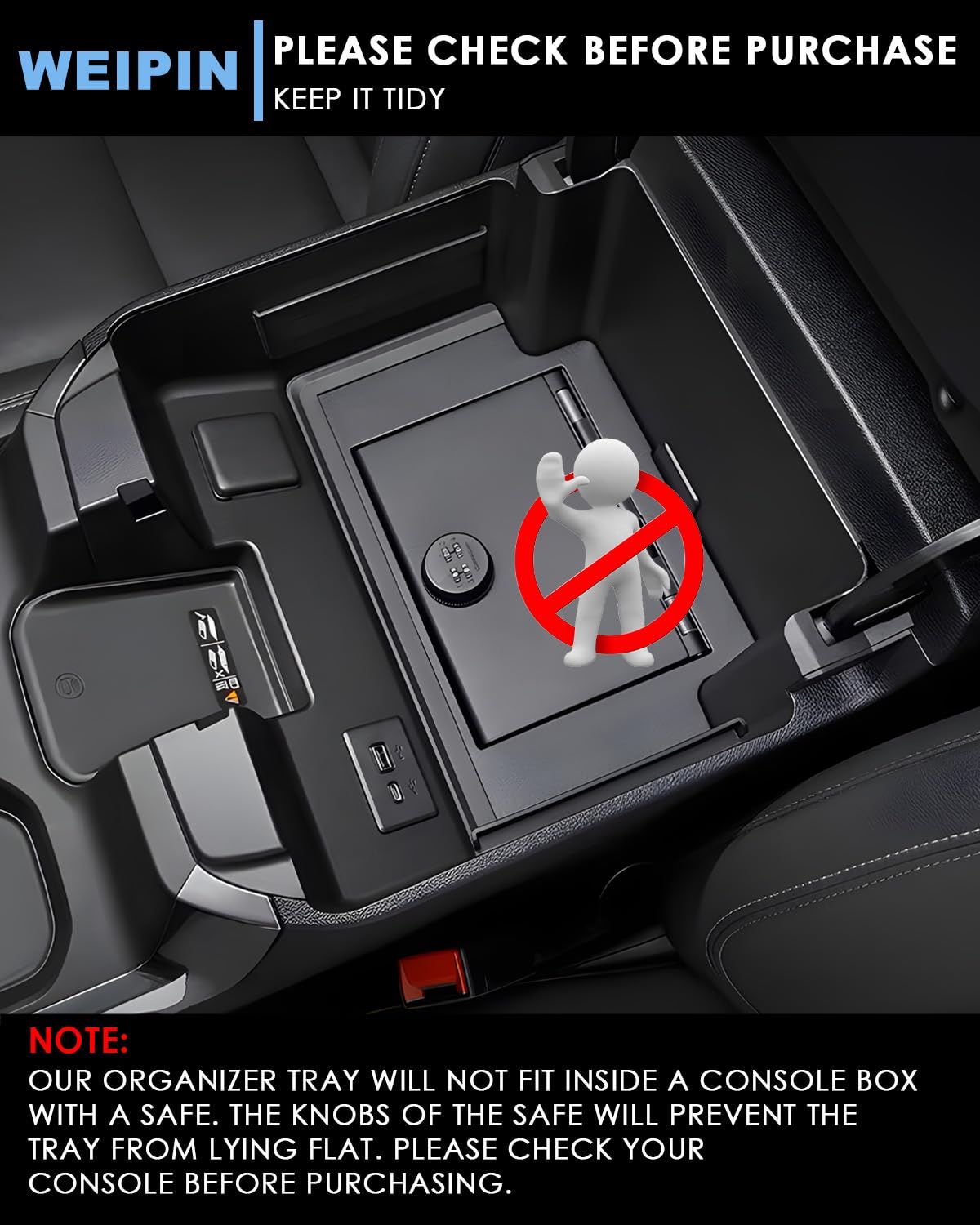 WEIPIN angled view in truck console highlighting precise factory-style fit
