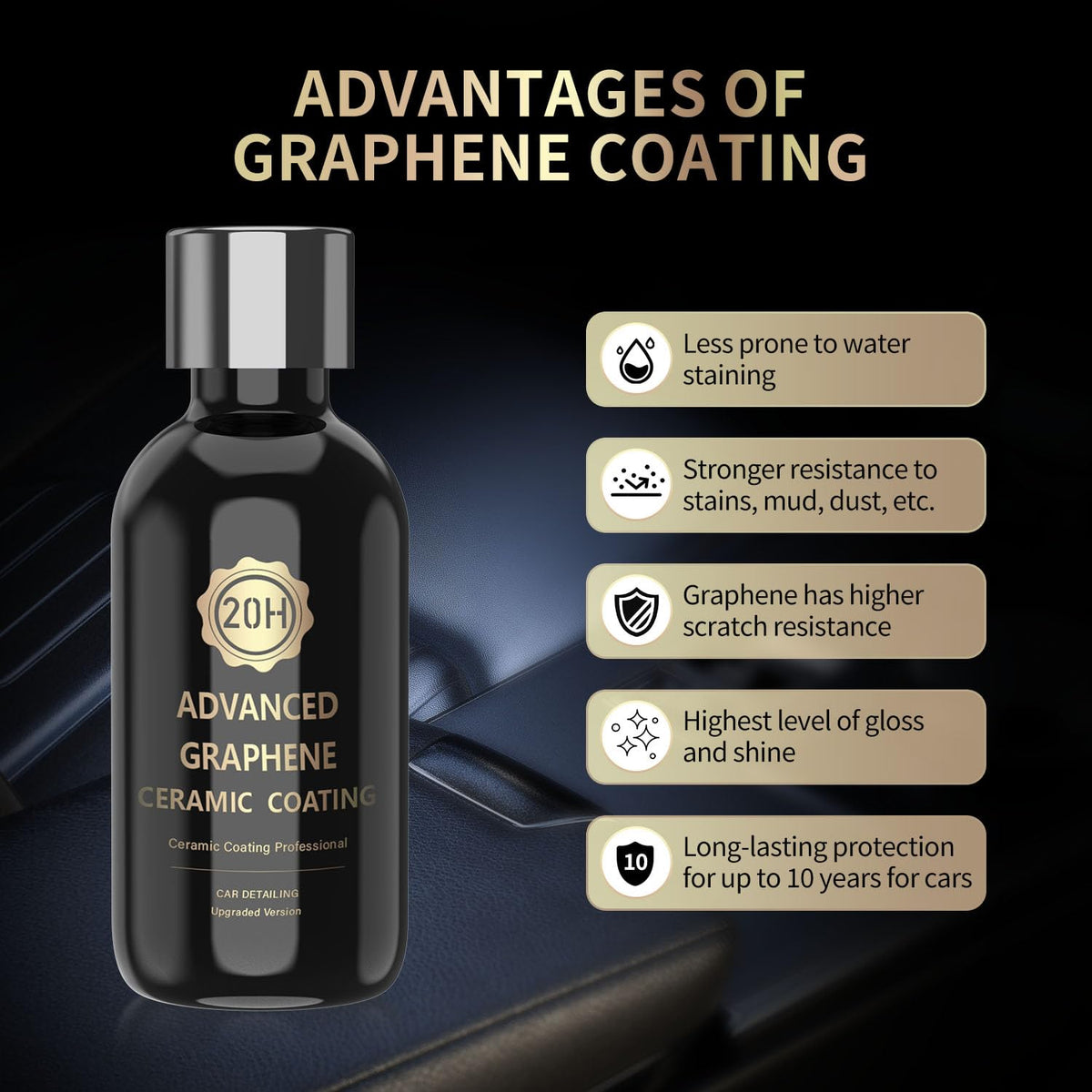 WEIRUIXIN coating on glossy panel showing deep reflective shine