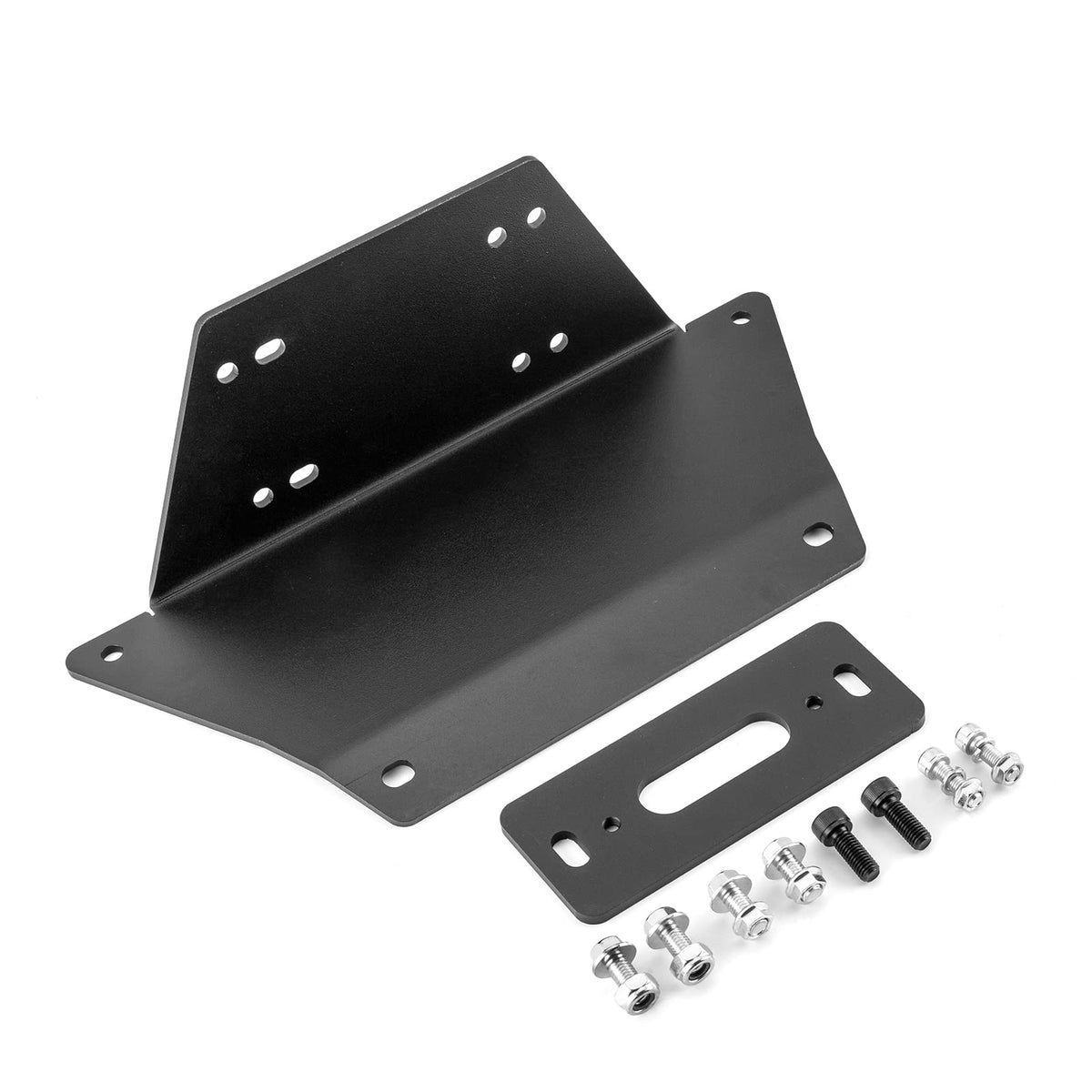WeiSen front-mounted winch plate on Polaris Ranger showing secure fit and stability