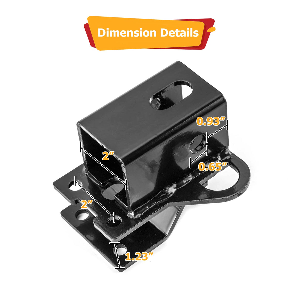 WeiSen hitch size scale with tape measure illustrating exact dimensions