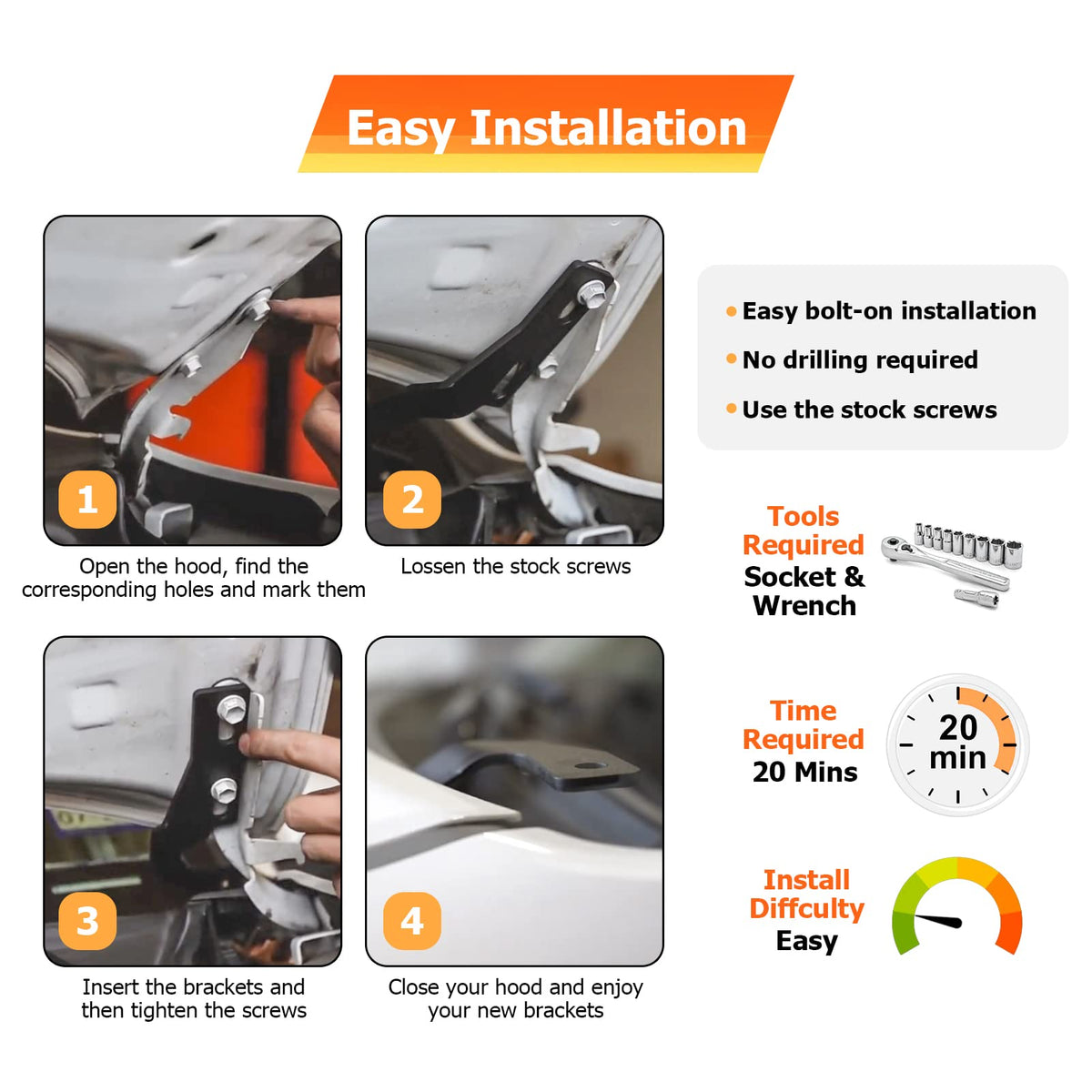WeiSen package with hardware included showing complete bolt-on installation kit