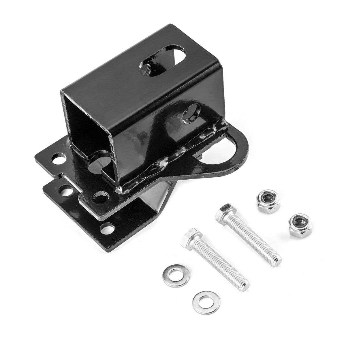 WeiSen receiver hitch front view showing robust 2-inch tube and mounting points