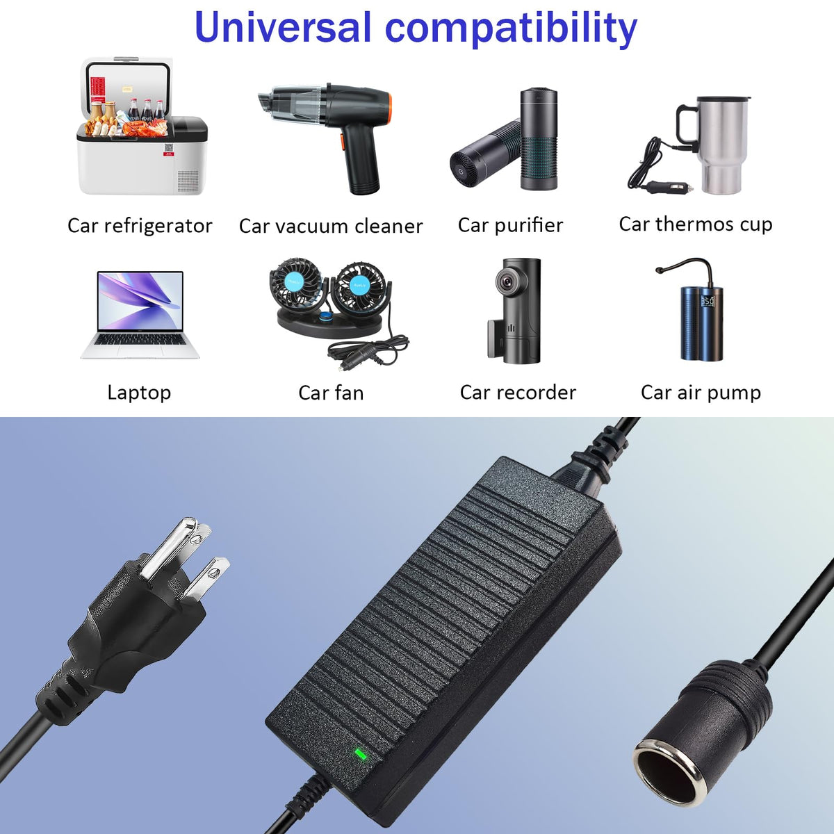 Weishuo adapter held in hand for scale showing compact portable size benefit