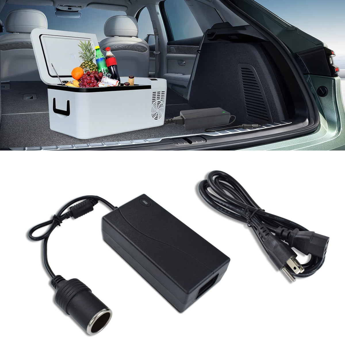 Weishuo adapter held in hand for scale showing compact portable size and travel-friendly design