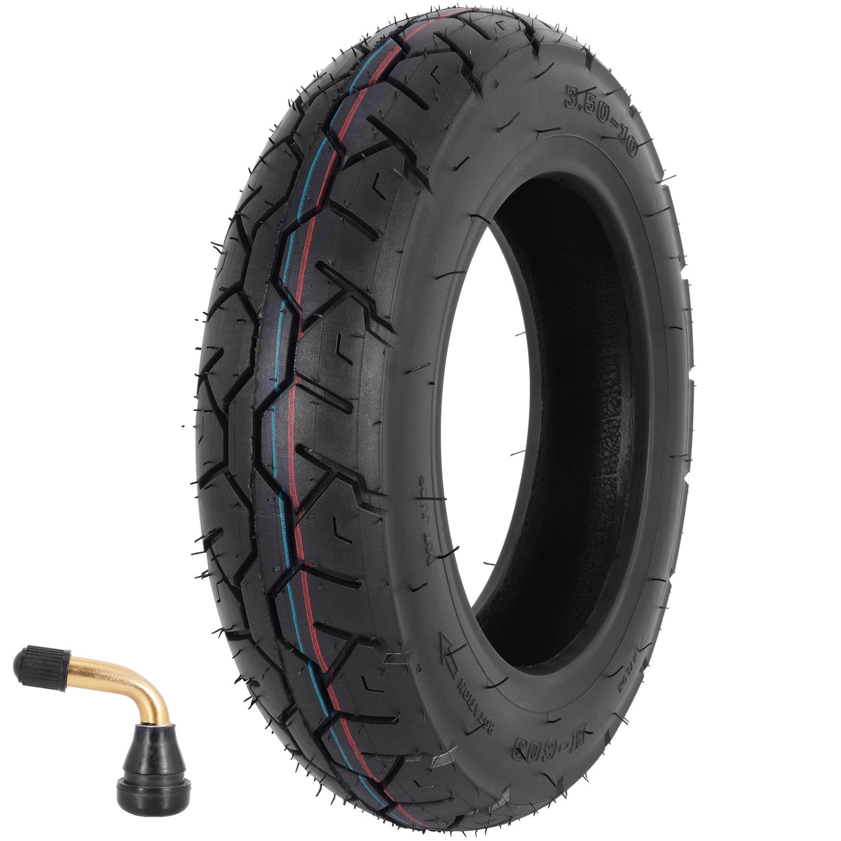 WEIYINGSI front view of 3.50-10 tire showing full tread for confident grip