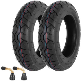 WEIYINGSI front view of two 3.50-10 tires showing tread and rim fit for reliable grip