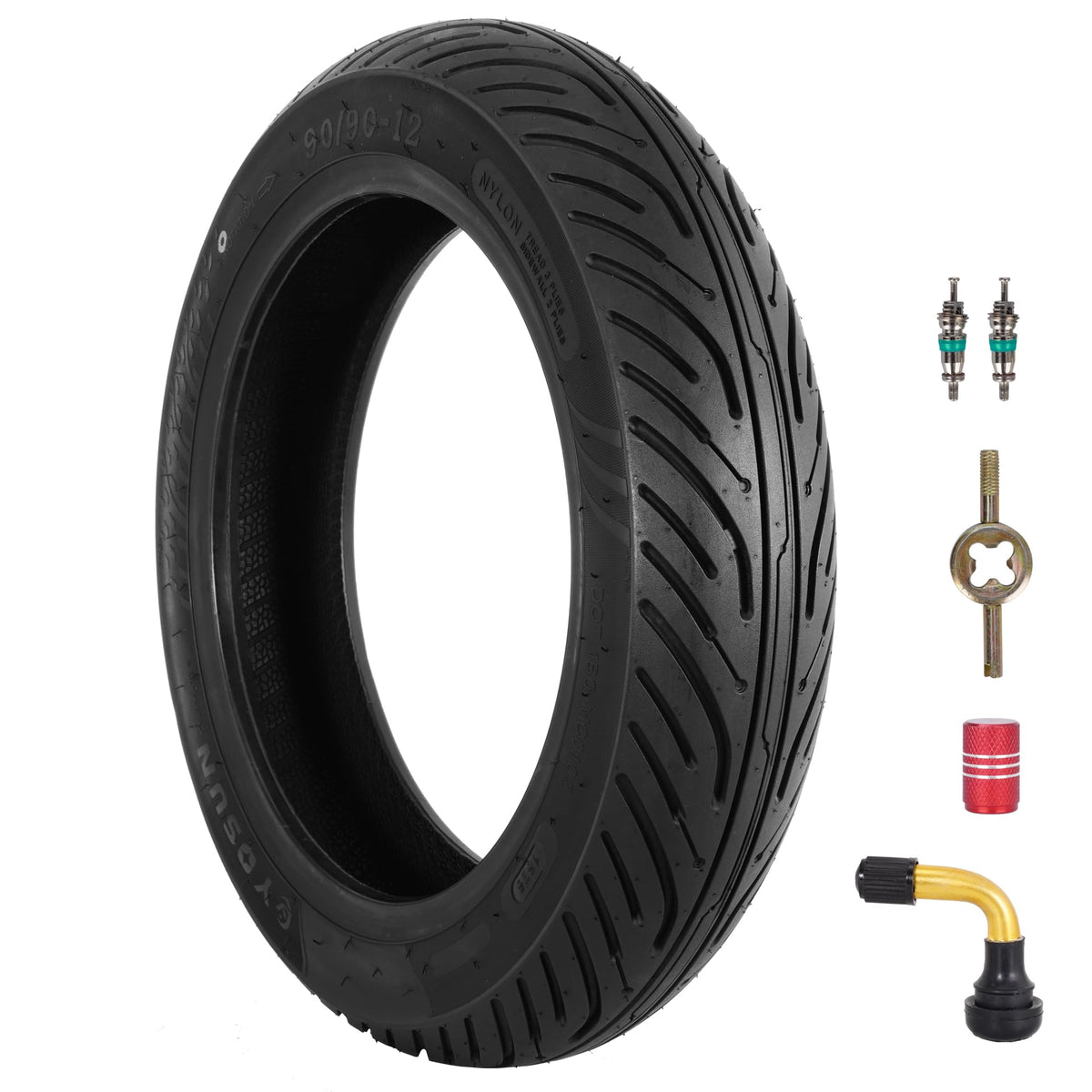 WEIYINGSI front view of the 90/90-12 tire showing tread and profile for clear fit reference