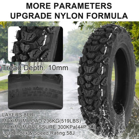 WEIYINGSI tire sidewall showing 3.50-10 size and 8PR marking, confirming fitment