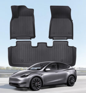 Wekar front mats installed in Tesla Model Y showing custom fit and coverage