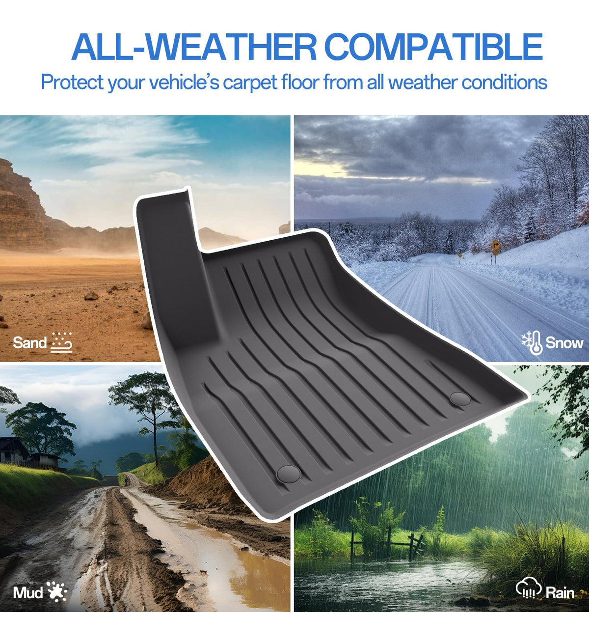 Wekar rear and center mats covering back seat footwells for full protection