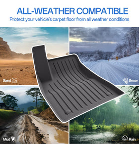 Wekar rear and center mats covering back seat footwells for full protection