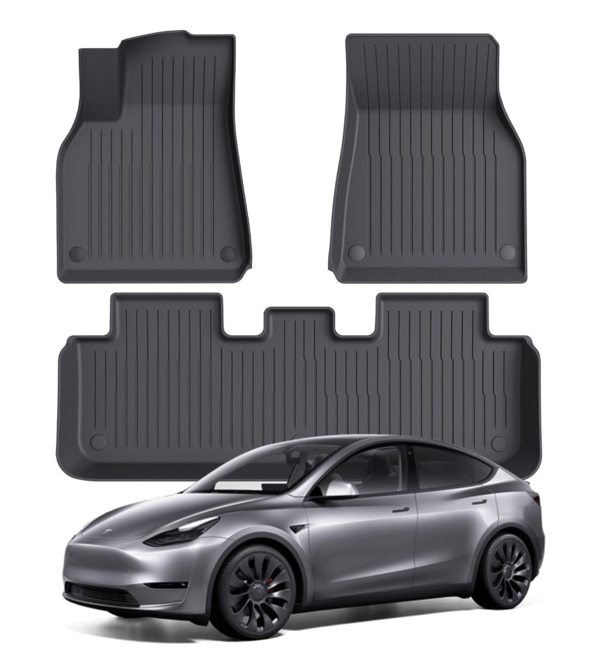 Wekar mats beside a ruler to show scale and precise Model Y fitment