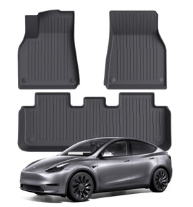 Wekar mats beside a ruler to show scale and precise Model Y fitment