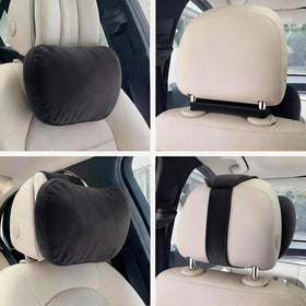 WELBRIT headrest installed in car showing reduced neck strain while driving